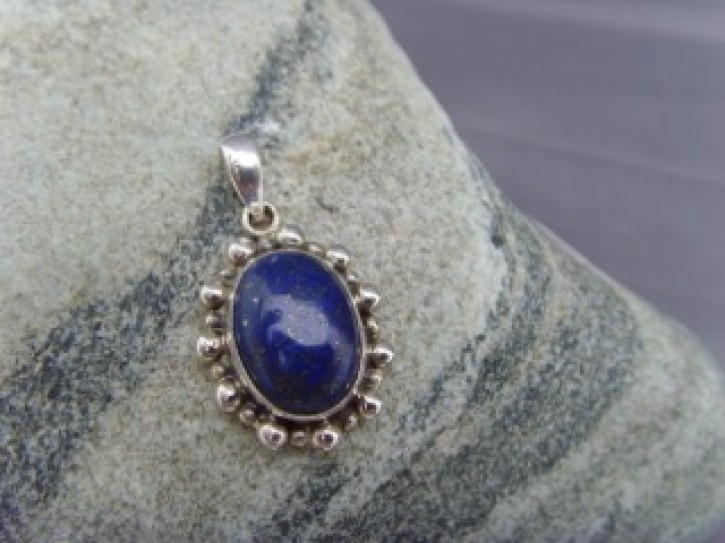 Lapis - Lazuli Anhänger oval / 925'er Silber