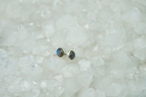 Labradorit-Ohrstecker - rund -925'er Silber
