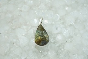 Labradoritanhänger -  naturbellassene Tropfenform - 925'er Silber