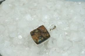 Labradoritanhänger -  naturbellassene rechteckige Form - 925'er Silber