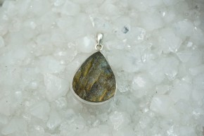 Labradoritanhänger -  naturbellassene Tropfenform - 925'er Silber