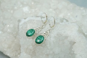 Malachit Ohrhänger / oval / 925'er Silber