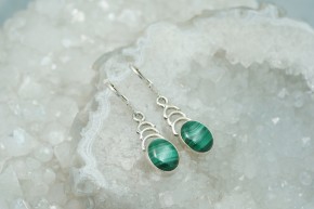 Malachit Ohrhänger / oval / 925'er Silber