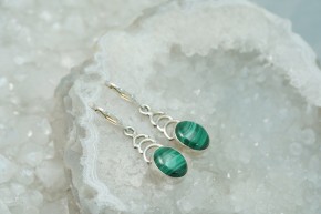 Malachit Ohrhänger / oval / 925'er Silber