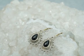 Ohrhänger Onyx/ Tropfenform / 925'er Silber