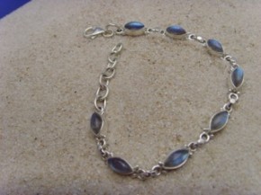 Armband Navette - Labradorit - 925'er Silber