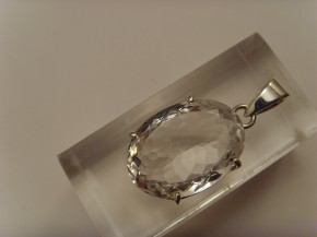 Bergkristall-Anhänger / 925'er Silber / ovale Form