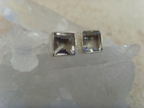 Bergkristall Ohrstecker - Quadratisch Facettiert - 925'er Silber