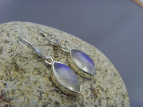 Ohrhänger weißer Labradorit / Navette Form / 925' Silber