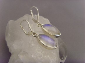 Ohrhänger weißer Labradorit / Navette Form / 925' Silber