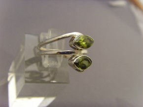 Peridot - Ring / 925'er Silber / Navettenform