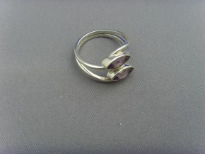 Amethyst - Ring / 925'er Silber / Navettenform