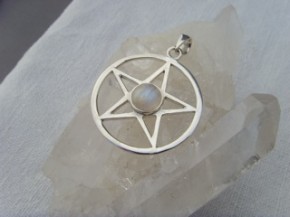 Pentagramm - Mondstein / 925'er Silber
