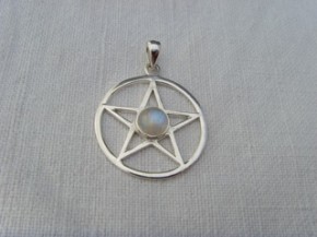 Pentagramm - Mondstein / 925'er Silber