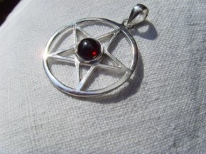 Pentagramm - Granat / 925'er Silber