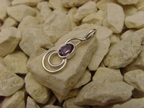 Anhänger Amethyst - 925 er Silber - Design Notenschlüssel