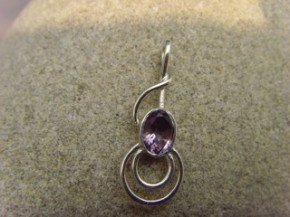 Anhänger Amethyst - 925 er Silber - Design Notenschlüssel